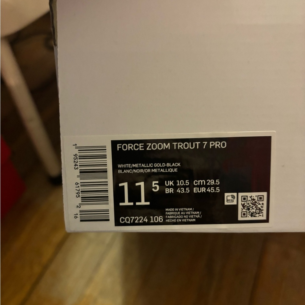 Nike Men's Force Zoom Trout 7 CQ7224-106 White Lace Up Baseball Cleats Sizes - Picture 6 of 7